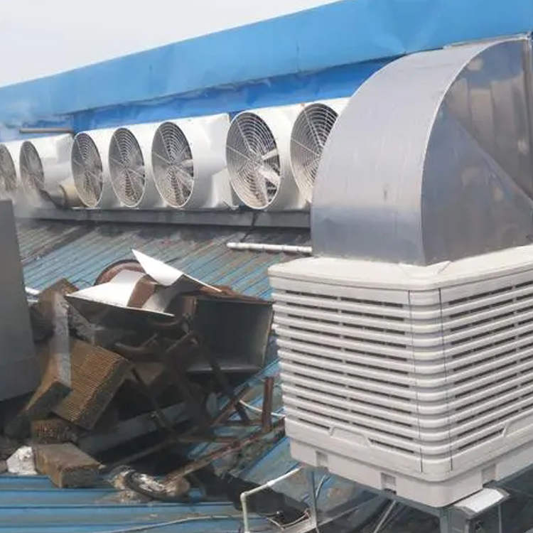 A、適用于高溫或有異味的車(chē)間：如熱處理廠、鑄件廠、塑料廠、鋁型材廠、制鞋廠、皮件廠、電鍍廠、各種化工廠。  B、適用于勞動(dòng)密集型企業(yè)：  如服裝廠，各類(lèi)裝配車(chē)間，網(wǎng)吧。  C、園藝溫室大棚通風(fēng)降溫，養(yǎng)殖、畜牧場(chǎng)降溫。  D、特別適用于需要降溫又需要一定濕度的場(chǎng)所。如煙葉倉(cāng)庫(kù)、棉紡廠、毛紡廠、麻紡廠、織布廠、化纖廠、經(jīng)編廠、針織廠等。  E、適用于倉(cāng)儲(chǔ)物流領(lǐng)域。